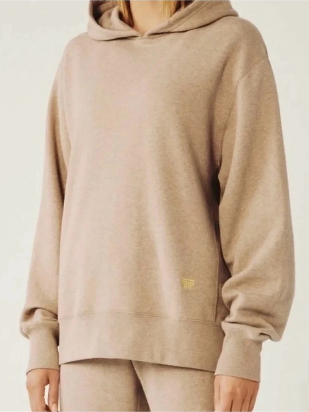 Tory Burch Sport French Terry Monogram Hoodie Sweatshirt in Beige S M